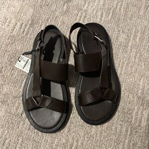 Massimo Dutti Brown Leather Strap Sandals - Casual Open Toe size 8